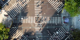 大城市人行横道的T/L无人机视角，我们身边的技术