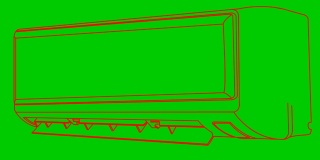 空调动画线图标。红色的象征。矢量插图孤立在绿色背景。