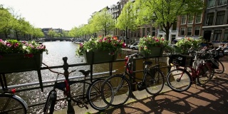阿姆斯特丹有运河和自行车
