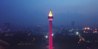 雅加达国家纪念碑的奇异鸟瞰图