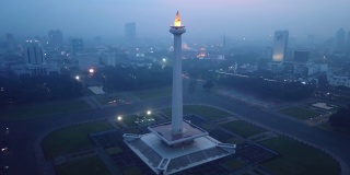 雅加达国家纪念碑的航拍画面