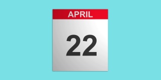 日历动画显示四月与翻转页和蓝色背景