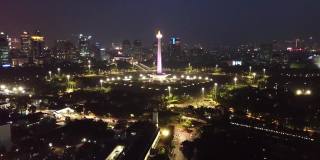 印尼国家纪念碑的航拍画面