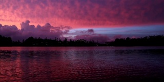 下午在“司徒帕登岗”湖中畅游。印度尼西亚万隆，湖水暴露在夕阳下。