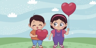 小情侣用氦气气球做的动画