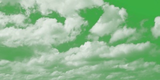 在绿色屏幕背景上飞越云层