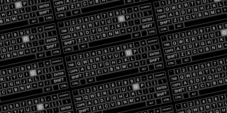键盘与数字和字母在黑色背景叠加，数字动画