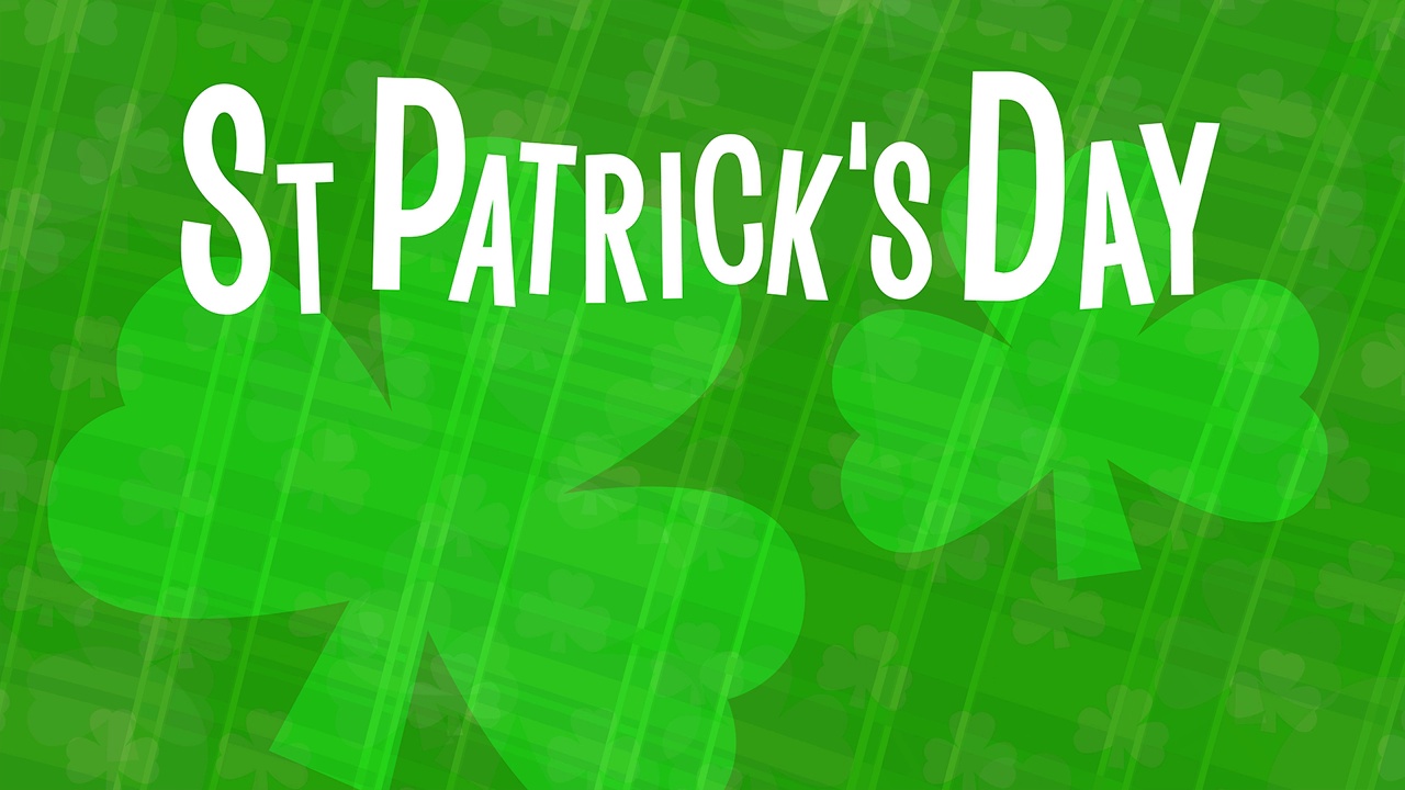 循环假日三叶草形状圣帕特里克的一天移动绿色格子帕特里克覆盖视频背景