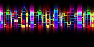 城市夜晚彩色霓虹灯循环视频