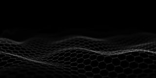 未来黑六边形动态波。未来蜂窝的概念。数字技术webflow。大数据可视化。3 d渲染。