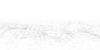 动态波与连接的点和线在白色背景上。数字波背景概念。抽象的技术背景。大数据可视化。3 d渲染。