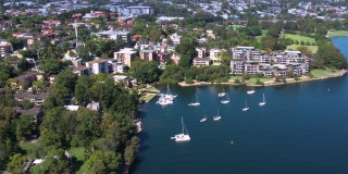 无人机拍摄的罗泽尔湾和悉尼罗泽尔两百周年公园