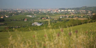 Emilia Romagna乡村的全景，远处的植被和房屋