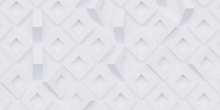 几何马赛克网格抽象无缝循环白色背景与方形旋转形状，三维渲染创意运动设计，壁纸菱形图案