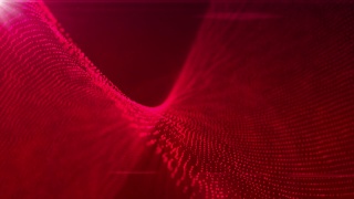 摘要运动背景动画与流动的红色分形光波发光的红色光粒子和镜头耀斑。浅景深散景。视频素材模板下载
