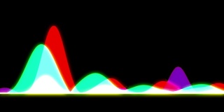 动画彩色的噪音波在黑色的背景。