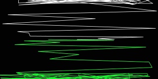 抽象的绿色和白色线条在屏幕的边缘纠缠在一起，抽象的动画，运动图形