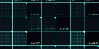 抽象的蓝色背景HUD方块和运动中的数字。高科技未来显示器。数字数据网络保护，FHD未来网络技术概念。网络空间的现代创新