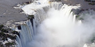 鸟瞰图中的伊瓜苏瀑布是世界上最大的瀑布系统，位于阿根廷和巴西的边界