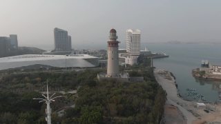 海滨灯塔建筑外立面视频素材模板下载