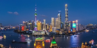 上海城市天际线和商业建筑的鸟瞰图