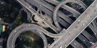 俯瞰复杂的天桥和繁忙的交通