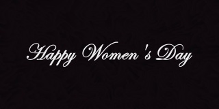 快乐国际妇女节文字题词，3月8日女性节日概念，女性美丽装饰动画字母，节日贺卡运动背景股票视频3d渲染渲染-孤立在深蓝色背景