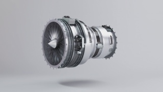 发动机涡轮循环动画3D。工业产生的工程涡轮机概念。无缝的旋转视频素材模板下载