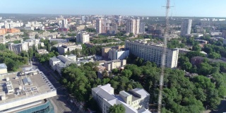 从空中俯瞰哈尔科夫的主要广场。哈尔科夫中心有一架无人机