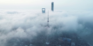 上海摩天大楼的鸟瞰图，中国。