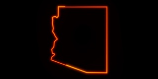 亚利桑那州美国，美国地图霓虹灯动画