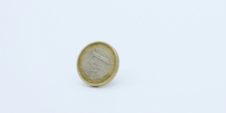 欧洲欧元财富硬币缓慢下落。经济危机