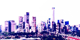 T/L像素艺术大都市，鸟瞰北京天际线