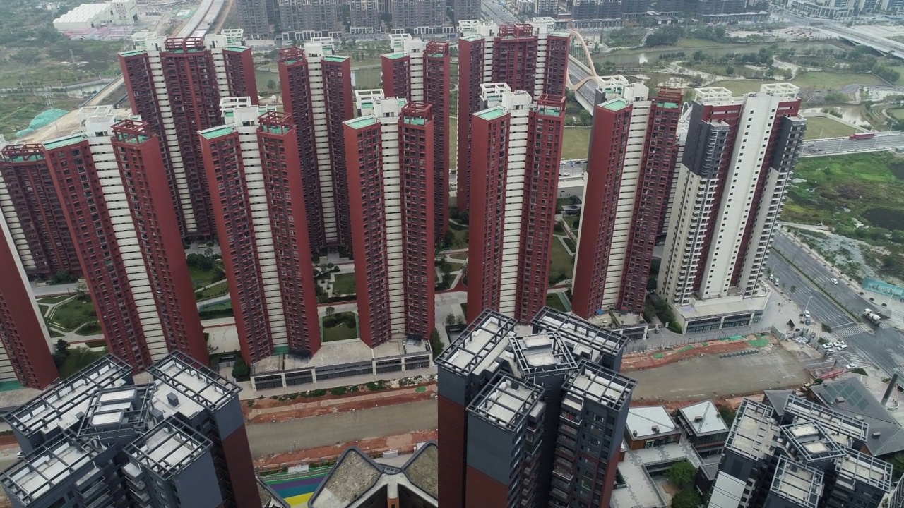 中国广东佛山城市化的航拍镜头