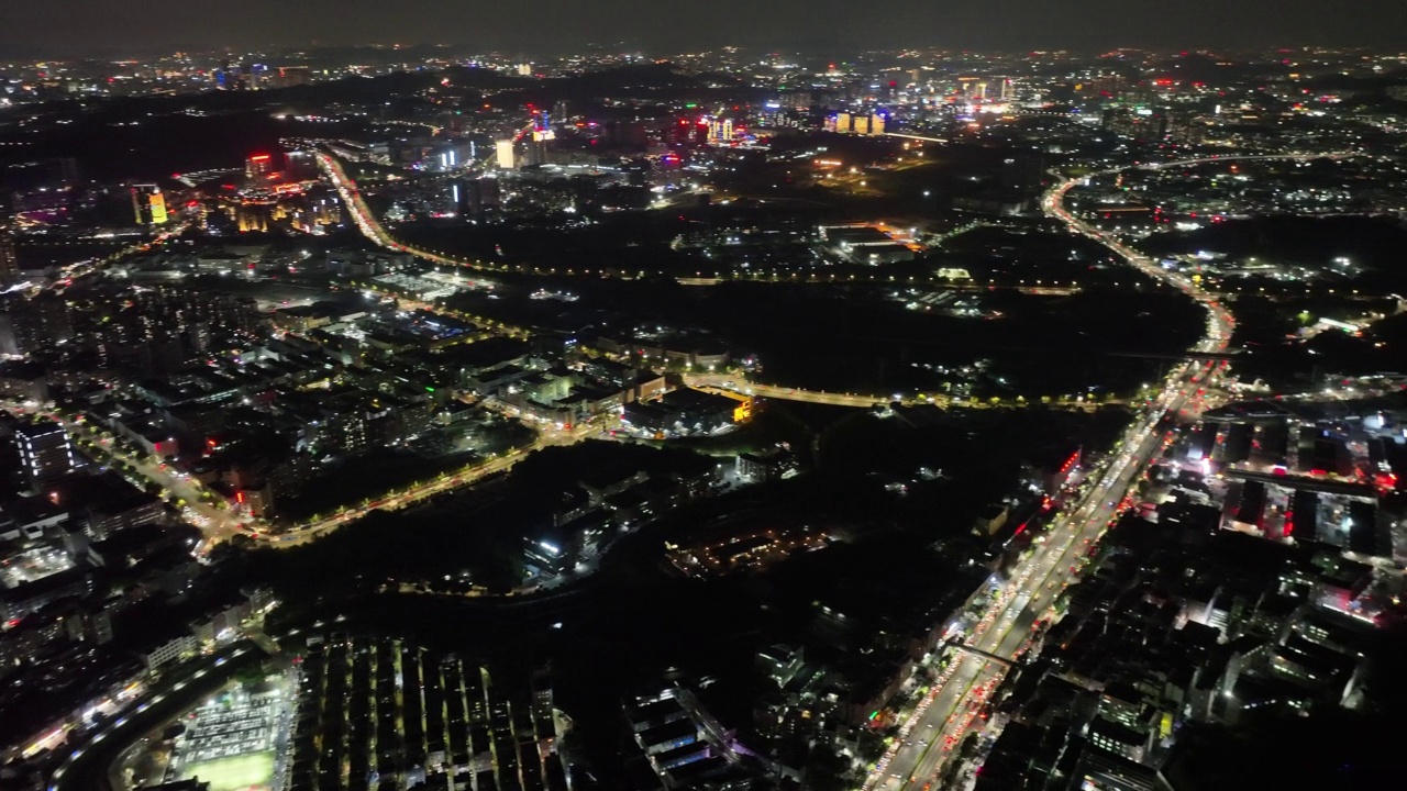 中国深圳的航拍夜景，