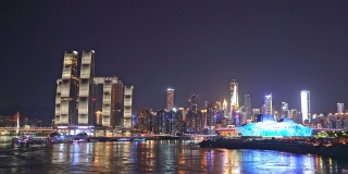 重庆天际线和长江夜景全景