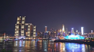 重庆天际线和长江夜景全景视频素材模板下载