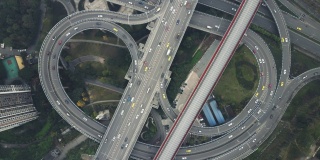 复杂的立交桥和繁忙的交通鸟瞰图