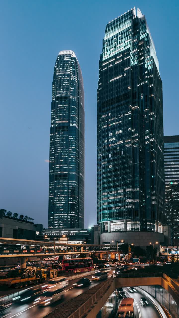 香港城市交通，由黄昏至夜晚