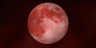 红色的满月和移动的云