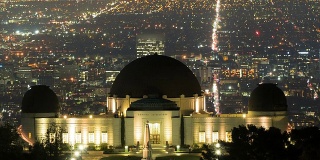 洛杉矶格里菲斯天文台夜间航空延时城