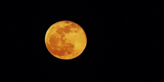 黄色的满月时间流逝。月亮从底部移动到顶部的观点。