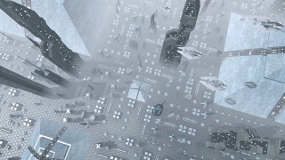 航拍的未来城市与宇宙飞船视频素材模板下载
