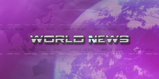 世界新闻Sting的高分辨率缓冲动画。文字飞行，与一个轻球旋转-粉色/紫色
