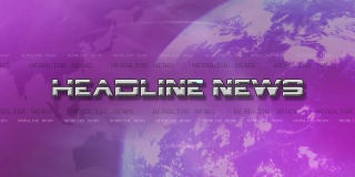 标题新闻Sting的高分辨率缓冲动画。文字飞行，与一个轻球旋转-粉色/紫色