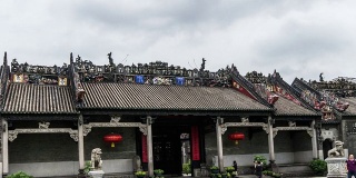 中国，广州，2014年6月4日:从左到右，中国广东省著名的陈家祠建筑(民间美术馆)