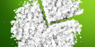 绿色背景上的白色饼图动画