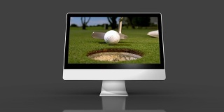 显示高尔夫球的媒体设备屏幕
