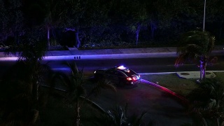 警车的灯在夜间闪烁视频素材模板下载