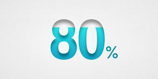 百分之八十设计(百分之八十)-蓝色数字在水彩纸